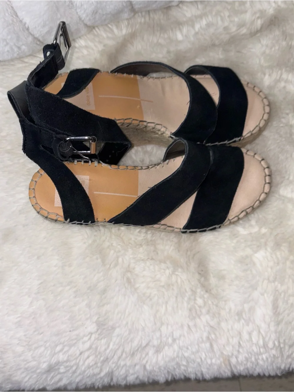 Dolce Vita Black Suede Espadrille Wedge Sandals